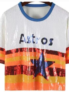 Astros Sequin crop top